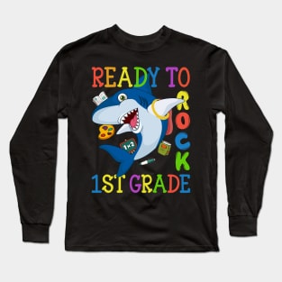 Dabbing 1st Grade Shark Back To School Gift Long Sleeve T-Shirt